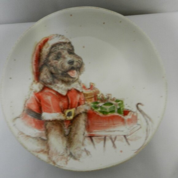 Southern Living Claus puppy dog Salad Starter Plate Set 6 assorted Christmas - Picture 8 of 11
